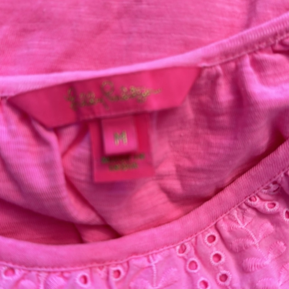 Lilly Pulitzer Pink Eyelet Yoke Short Sleeve Dress - Picture 5 of 5